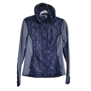 Athleta Aries Quilted Hooded Thumb Holes Zip Stretch Atheltic Jacket